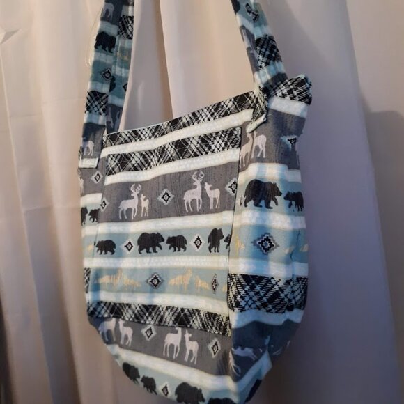 Have one to sell? Sell now NEW Woodland Deer Bear Theme Shoulder bag Aqua Black - Picture 2 of 9